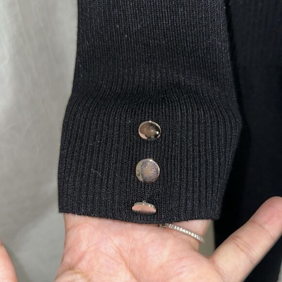 Premise S Open Front Black Fine Knit Quarter Sleeve Cardigan - Picture 5 of 12